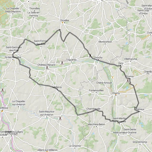 Map miniature of "Val de Loire Adventure" cycling inspiration in Centre — Val de Loire, France. Generated by Tarmacs.app cycling route planner