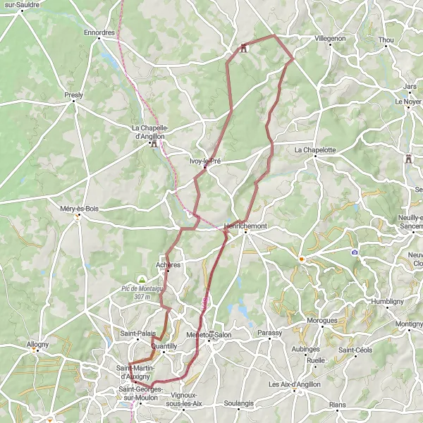 Miniature de la carte de l'inspiration cycliste "Les Châteaux de la Loire Gravel Adventure" dans la Centre — Val de Loire, France. Générée par le planificateur d'itinéraire cycliste Tarmacs.app