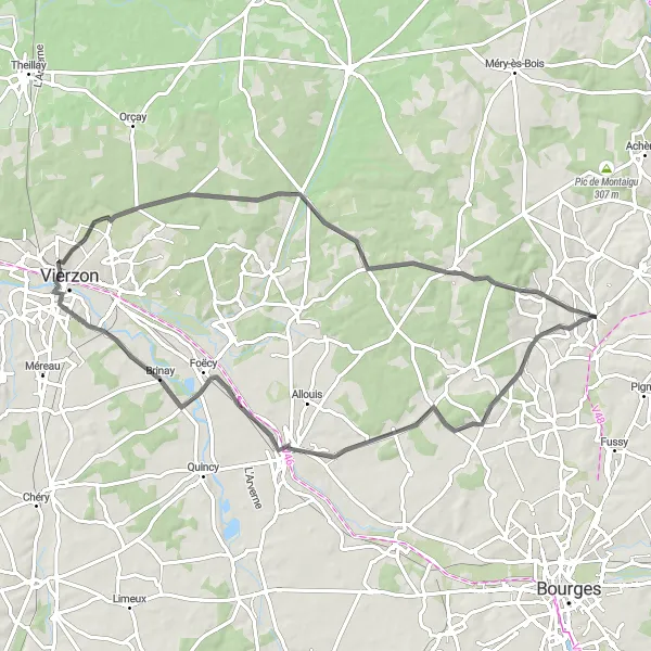 Map miniature of "Historical Road Journey in Rural Charm" cycling inspiration in Centre — Val de Loire, France. Generated by Tarmacs.app cycling route planner