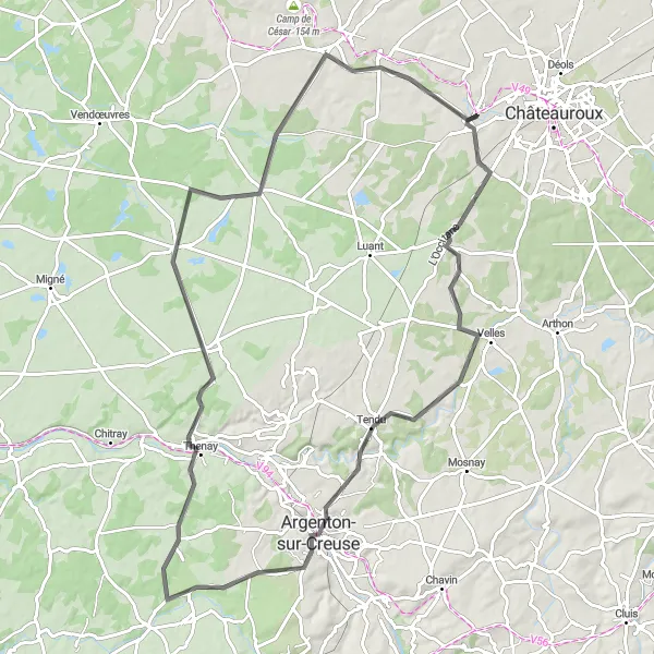 Map miniature of "The Heart of the Loire Valley" cycling inspiration in Centre — Val de Loire, France. Generated by Tarmacs.app cycling route planner