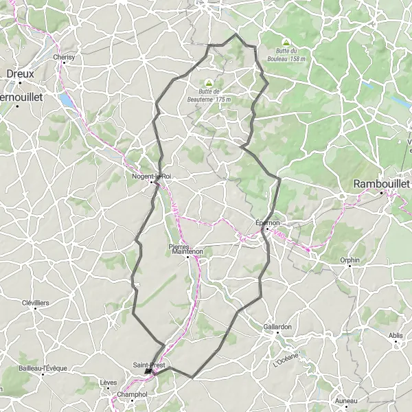 Map miniature of "Scenic Countryside Ride" cycling inspiration in Centre — Val de Loire, France. Generated by Tarmacs.app cycling route planner