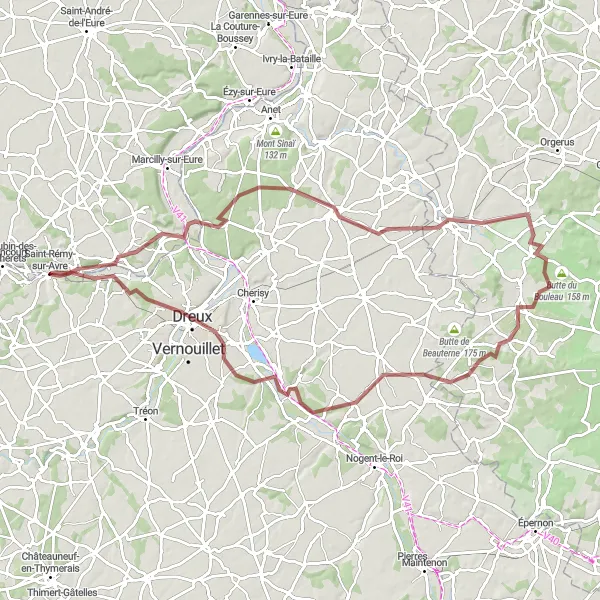 Map miniature of "The Gravel Adventure" cycling inspiration in Centre — Val de Loire, France. Generated by Tarmacs.app cycling route planner