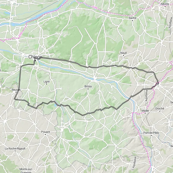 Map miniature of "Scenic beauty and historical treasures" cycling inspiration in Centre — Val de Loire, France. Generated by Tarmacs.app cycling route planner