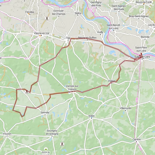 Map miniature of "Val de Loire Gravel Adventure" cycling inspiration in Centre — Val de Loire, France. Generated by Tarmacs.app cycling route planner