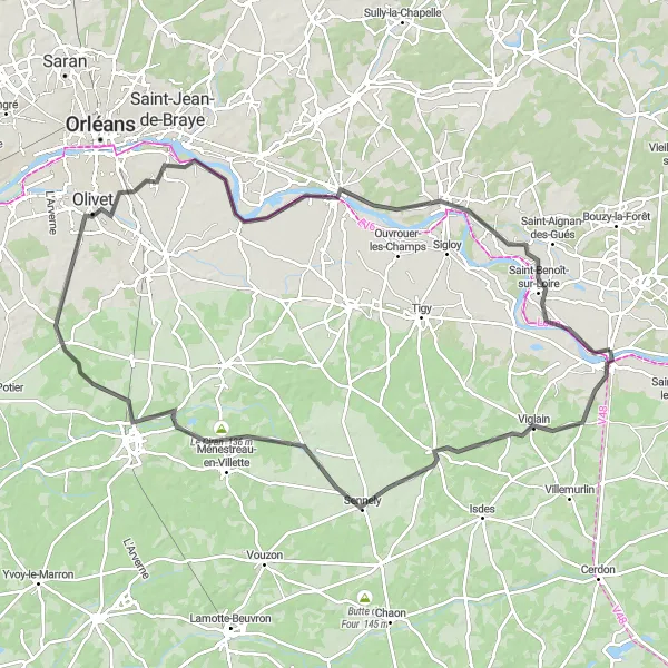 Map miniature of "Nature and Heritage in the Loire Valley" cycling inspiration in Centre — Val de Loire, France. Generated by Tarmacs.app cycling route planner