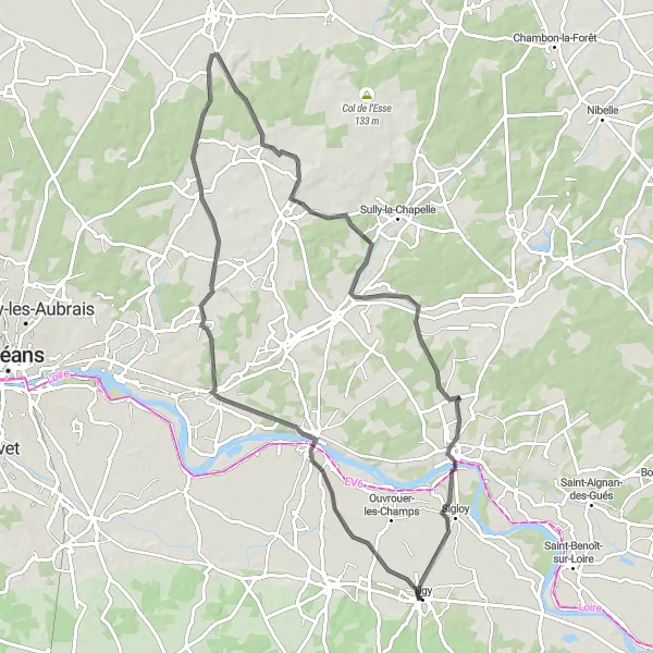 Map miniature of "Road Tour to Musée de la marine de Loire" cycling inspiration in Centre — Val de Loire, France. Generated by Tarmacs.app cycling route planner