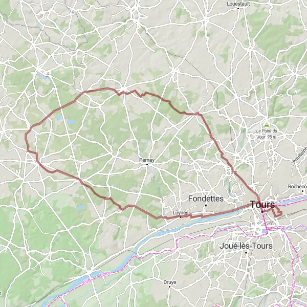 Map miniature of "Exploring Rural Tours on Gravel" cycling inspiration in Centre — Val de Loire, France. Generated by Tarmacs.app cycling route planner