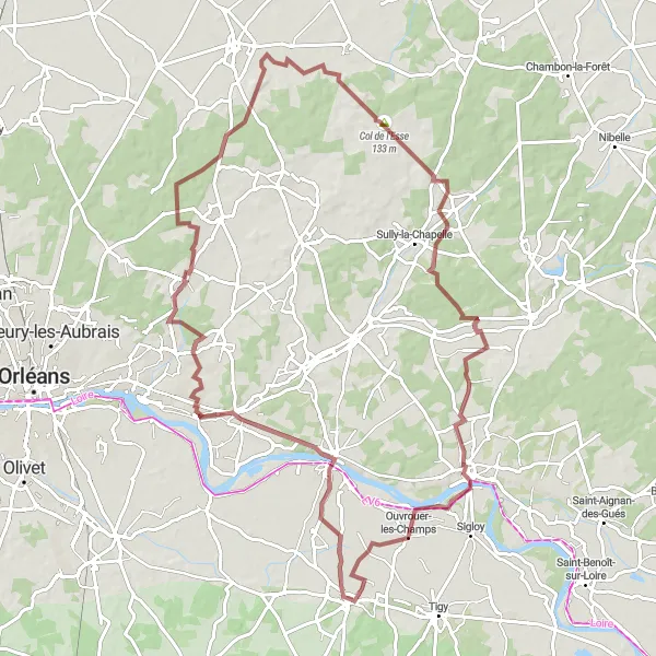 Map miniature of "Scenic Gravel Ride with Cultural Gems" cycling inspiration in Centre — Val de Loire, France. Generated by Tarmacs.app cycling route planner