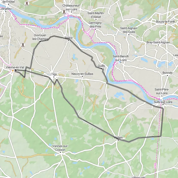 Map miniature of "Charming Road Cycling Route" cycling inspiration in Centre — Val de Loire, France. Generated by Tarmacs.app cycling route planner