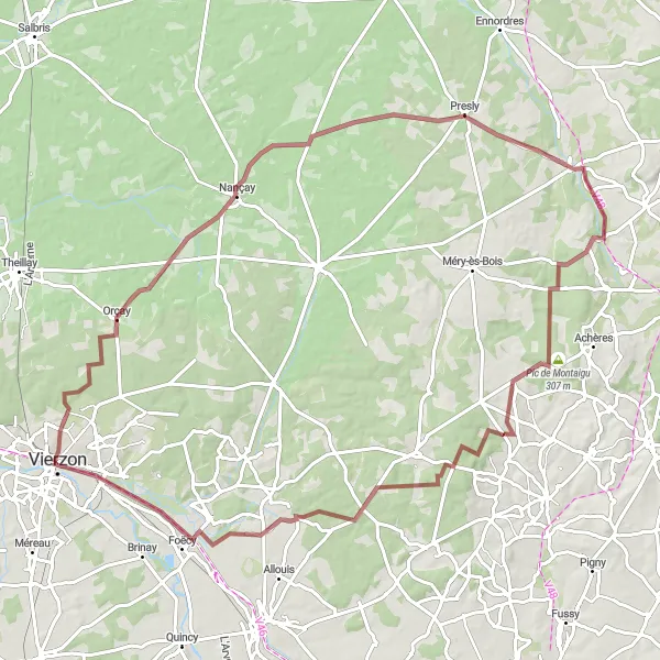 Map miniature of "Exploring Montaigu" cycling inspiration in Centre — Val de Loire, France. Generated by Tarmacs.app cycling route planner