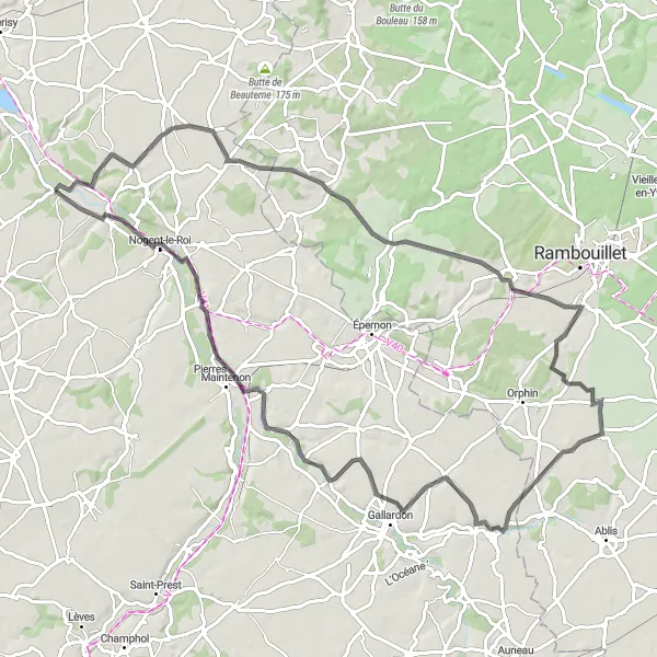 Miniature de la carte de l'inspiration cycliste "Tour de Saint-Laurent-la-Gâtine" dans la Centre — Val de Loire, France. Générée par le planificateur d'itinéraire cycliste Tarmacs.app