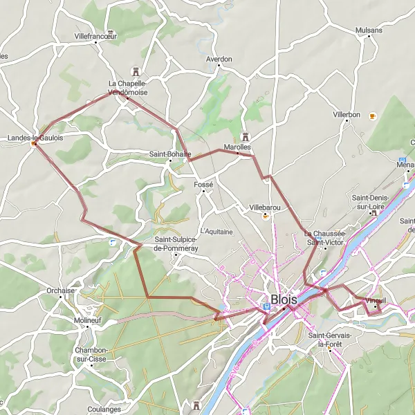 Map miniature of "Les Sentiers de Pimpeneau" cycling inspiration in Centre — Val de Loire, France. Generated by Tarmacs.app cycling route planner