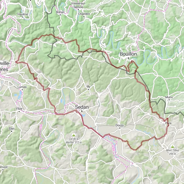 Map miniature of "The Gravel Magic" cycling inspiration in Champagne-Ardenne, France. Generated by Tarmacs.app cycling route planner