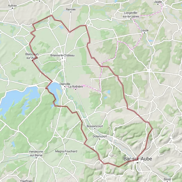 Miniature de la carte de l'inspiration cycliste "Les Chemins de l'Ardenne" dans la Champagne-Ardenne, France. Générée par le planificateur d'itinéraire cycliste Tarmacs.app