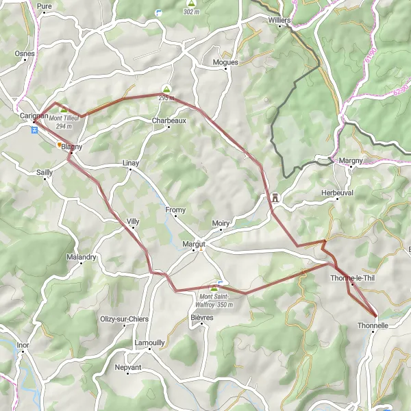 Miniature de la carte de l'inspiration cycliste "Exploration des Forêts Ardennaises" dans la Champagne-Ardenne, France. Générée par le planificateur d'itinéraire cycliste Tarmacs.app
