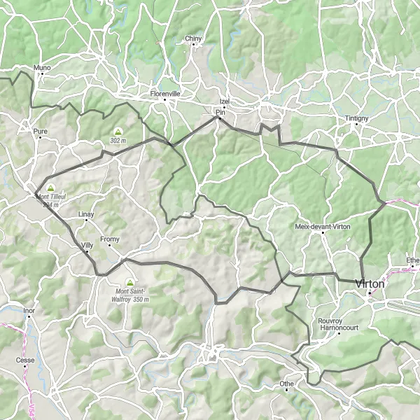 Miniature de la carte de l'inspiration cycliste "La Boucle de Mont Tilleul" dans la Champagne-Ardenne, France. Générée par le planificateur d'itinéraire cycliste Tarmacs.app