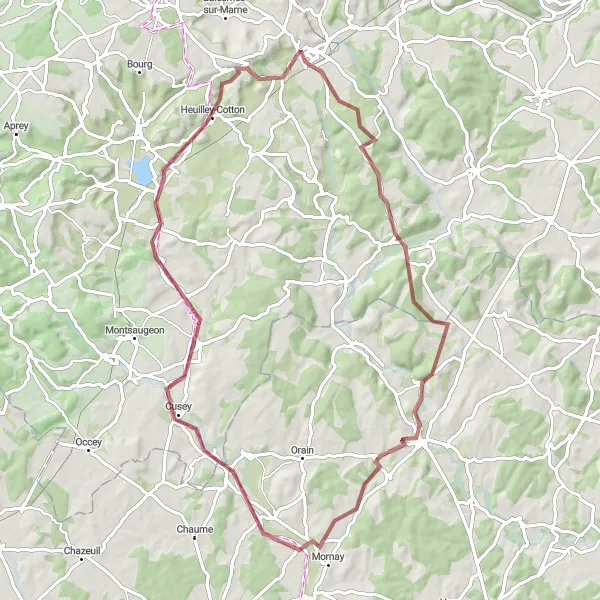 Map miniature of "Gravel Adventure" cycling inspiration in Champagne-Ardenne, France. Generated by Tarmacs.app cycling route planner