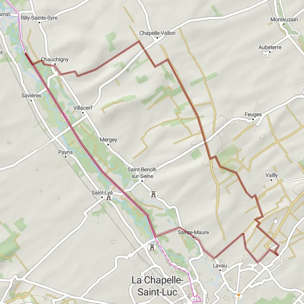 Map miniature of "Châteaux and Hills Loop" cycling inspiration in Champagne-Ardenne, France. Generated by Tarmacs.app cycling route planner