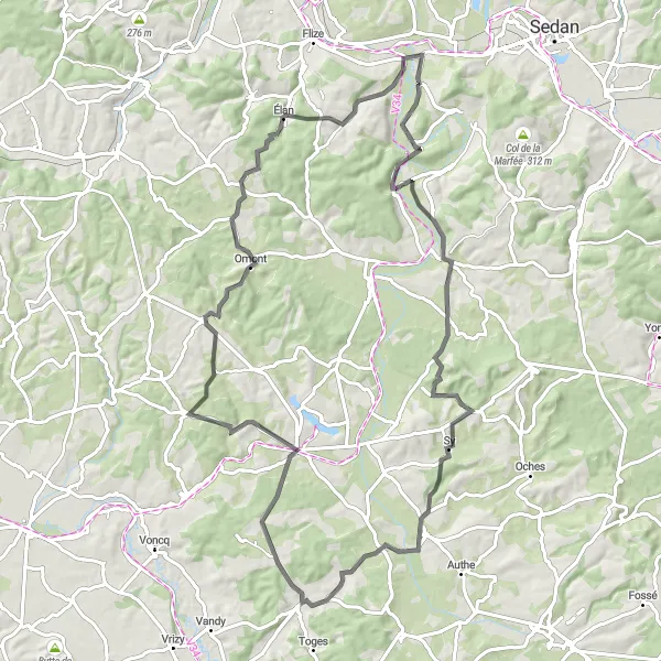 Map miniature of "Discover the Hidden Treasures of Champagne-Ardenne by Road" cycling inspiration in Champagne-Ardenne, France. Generated by Tarmacs.app cycling route planner