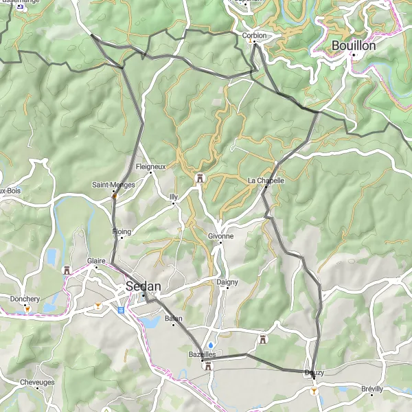 Map miniature of "Picturesque Road Ride" cycling inspiration in Champagne-Ardenne, France. Generated by Tarmacs.app cycling route planner