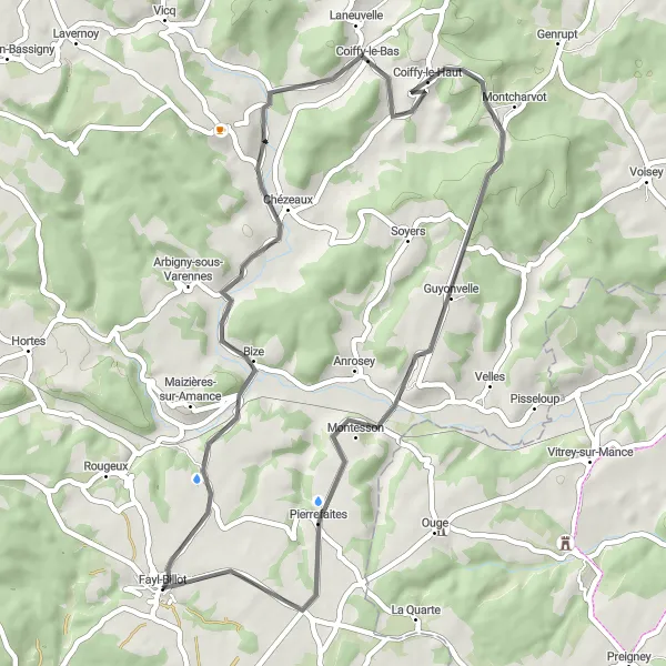 Map miniature of "The Vineyard Trail" cycling inspiration in Champagne-Ardenne, France. Generated by Tarmacs.app cycling route planner