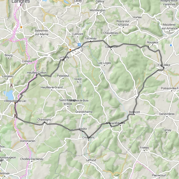 Map miniature of "Scenic Beauty and Serenity Tour" cycling inspiration in Champagne-Ardenne, France. Generated by Tarmacs.app cycling route planner