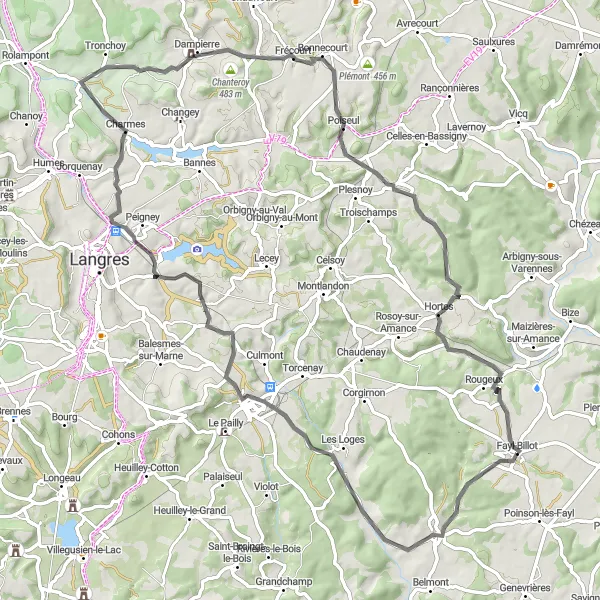 Map miniature of "Nature and Charm in Champagne-Ardenne" cycling inspiration in Champagne-Ardenne, France. Generated by Tarmacs.app cycling route planner