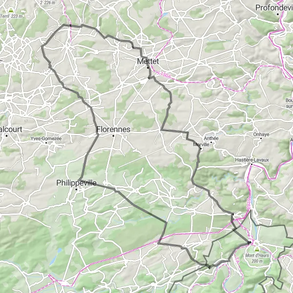 Map miniature of "Road Cycling Circuit in Champagne-Ardenne" cycling inspiration in Champagne-Ardenne, France. Generated by Tarmacs.app cycling route planner