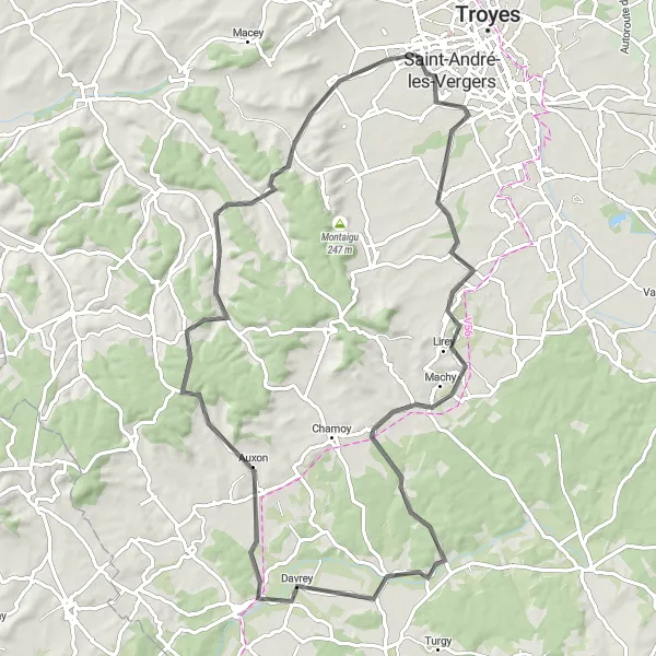 Map miniature of "Champagne-Ardenne Road Cycling Adventure" cycling inspiration in Champagne-Ardenne, France. Generated by Tarmacs.app cycling route planner