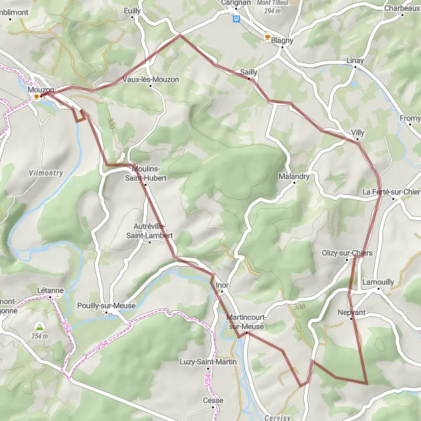 Miniature de la carte de l'inspiration cycliste "Parcours de la Ferté" dans la Champagne-Ardenne, France. Générée par le planificateur d'itinéraire cycliste Tarmacs.app