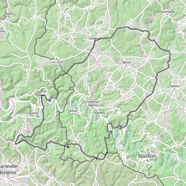 Map miniature of "Challenging Road Cycling Adventure" cycling inspiration in Champagne-Ardenne, France. Generated by Tarmacs.app cycling route planner