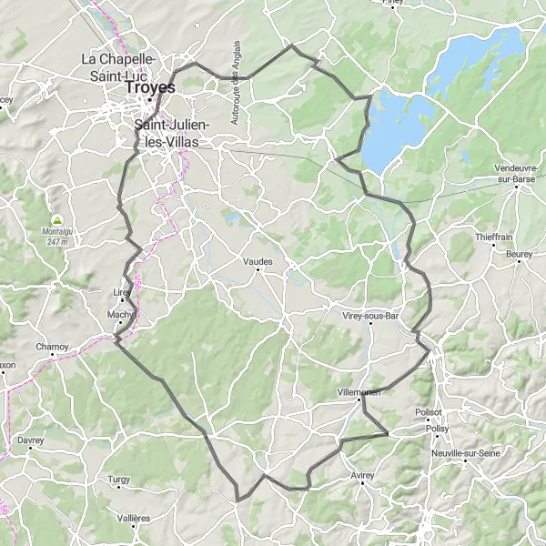 Map miniature of "Hill Climbing Challenge" cycling inspiration in Champagne-Ardenne, France. Generated by Tarmacs.app cycling route planner