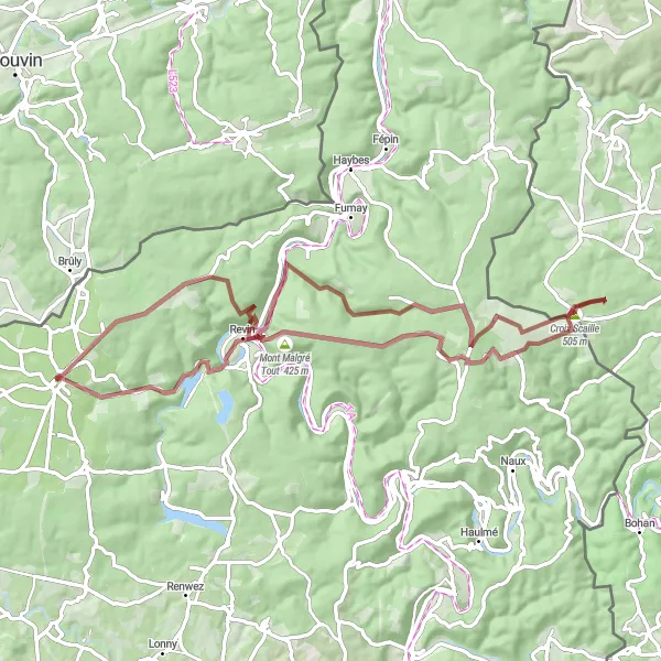 Map miniature of "Nature Delights on a Gravel Route" cycling inspiration in Champagne-Ardenne, France. Generated by Tarmacs.app cycling route planner