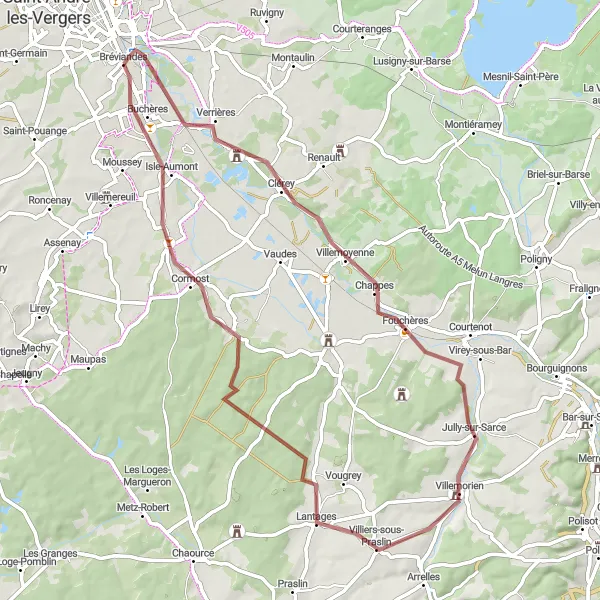 Miniature de la carte de l'inspiration cycliste "Boucle des Vallées" dans la Champagne-Ardenne, France. Générée par le planificateur d'itinéraire cycliste Tarmacs.app