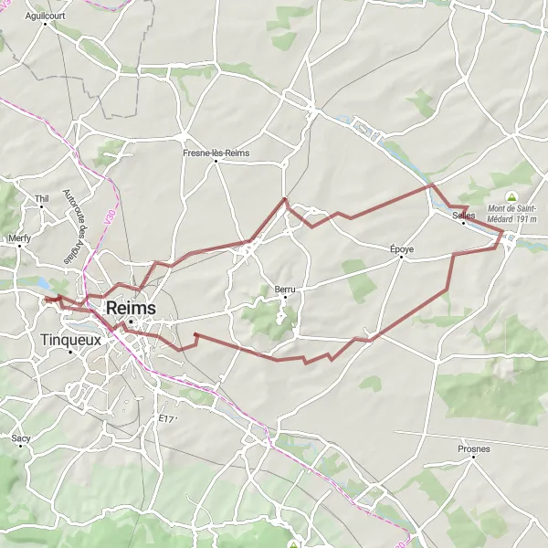 Map miniature of "Gravel Adventure" cycling inspiration in Champagne-Ardenne, France. Generated by Tarmacs.app cycling route planner