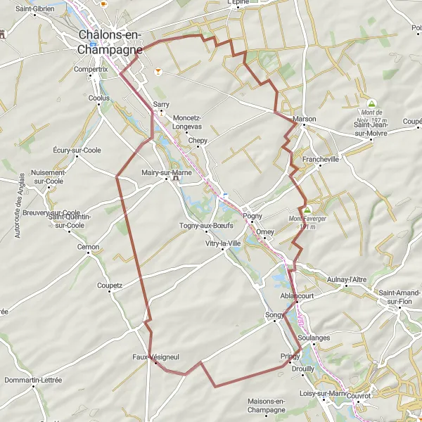 Miniature de la carte de l'inspiration cycliste "Boucle des Vallées de la Marne" dans la Champagne-Ardenne, France. Générée par le planificateur d'itinéraire cycliste Tarmacs.app