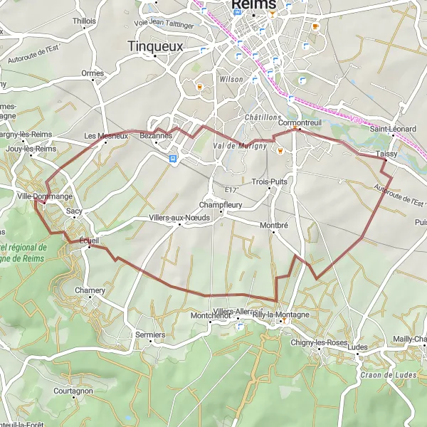 Map miniature of "The Capriccio Loop: A Serene Gravel Escape" cycling inspiration in Champagne-Ardenne, France. Generated by Tarmacs.app cycling route planner