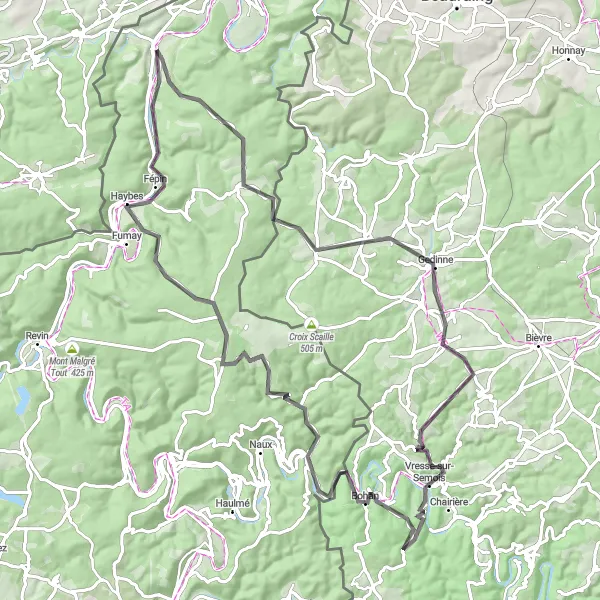 Map miniature of "Willerzie Adventure" cycling inspiration in Champagne-Ardenne, France. Generated by Tarmacs.app cycling route planner