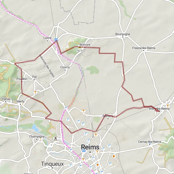 Map miniature of "Countryside Escape" cycling inspiration in Champagne-Ardenne, France. Generated by Tarmacs.app cycling route planner