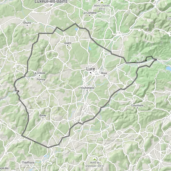 Map miniature of "Iconic Climbs and Breathtaking Views" cycling inspiration in Franche-Comté, France. Generated by Tarmacs.app cycling route planner