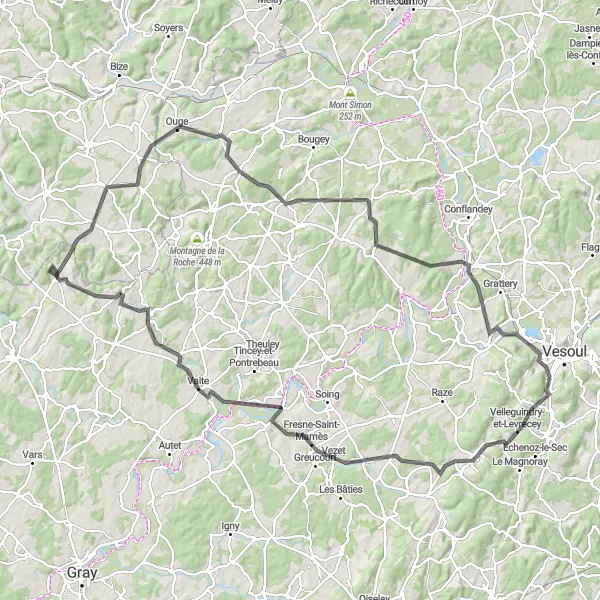 Map miniature of "Mailley-et-Chazelot Circular Ride" cycling inspiration in Franche-Comté, France. Generated by Tarmacs.app cycling route planner