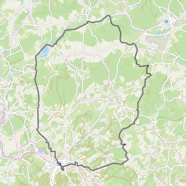 Miniature de la carte de l'inspiration cycliste "Route des villages pittoresques" dans la Franche-Comté, France. Générée par le planificateur d'itinéraire cycliste Tarmacs.app