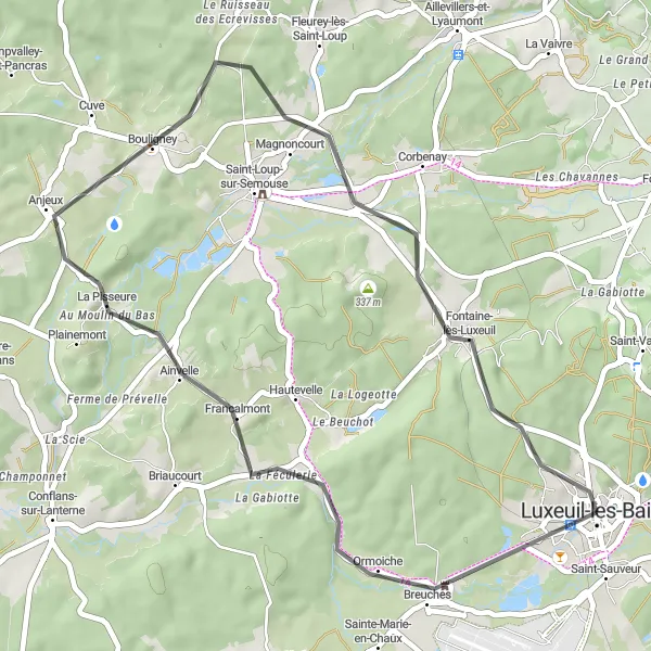 Map miniature of "Francalmont Loop" cycling inspiration in Franche-Comté, France. Generated by Tarmacs.app cycling route planner