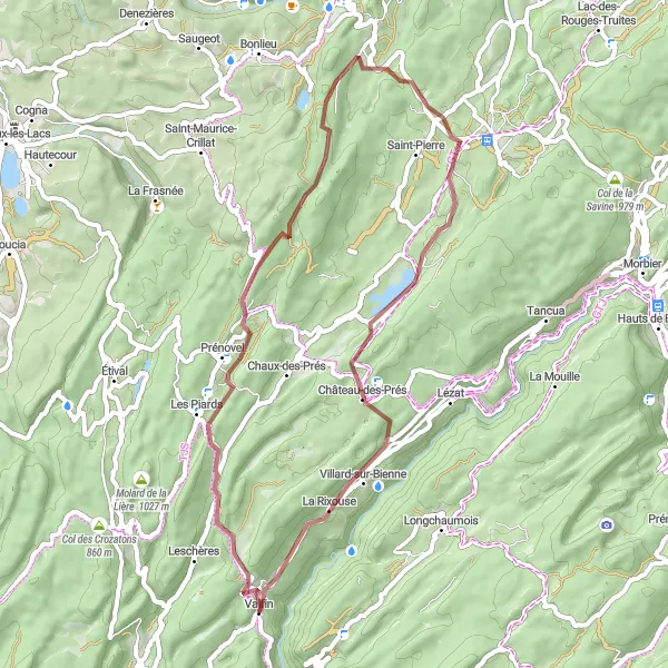 Miniature de la carte de l'inspiration cycliste "Parcours Nature autour de Prénovel" dans la Franche-Comté, France. Générée par le planificateur d'itinéraire cycliste Tarmacs.app
