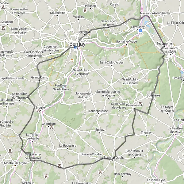 Map miniature of "Beaumont Heritage Ride" cycling inspiration in Haute-Normandie, France. Generated by Tarmacs.app cycling route planner