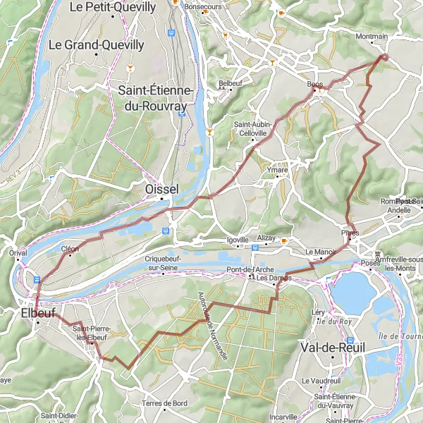 Map miniature of "Gravel Adventure" cycling inspiration in Haute-Normandie, France. Generated by Tarmacs.app cycling route planner