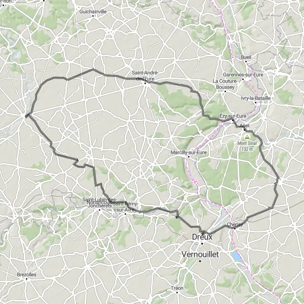 Miniature de la carte de l'inspiration cycliste "Boucle à Vélo de Saint-Germain-sur-Avre" dans la Haute-Normandie, France. Générée par le planificateur d'itinéraire cycliste Tarmacs.app