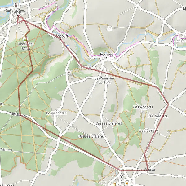 Map miniature of "Scenic Gravel Path" cycling inspiration in Haute-Normandie, France. Generated by Tarmacs.app cycling route planner