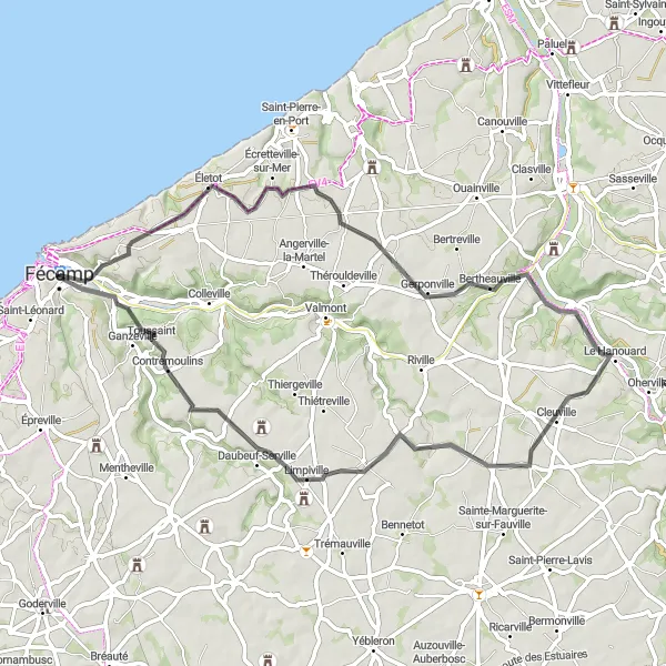 Map miniature of "Fécamp Capitale des Terre-Neuvas Loop" cycling inspiration in Haute-Normandie, France. Generated by Tarmacs.app cycling route planner