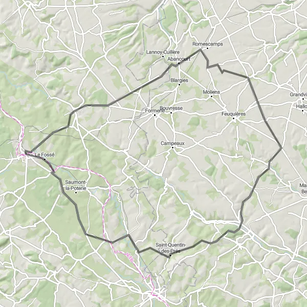 Map miniature of "Gaillefontaine Loop" cycling inspiration in Haute-Normandie, France. Generated by Tarmacs.app cycling route planner